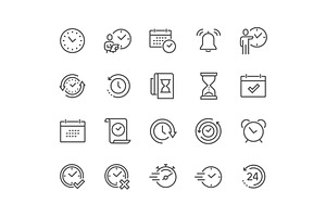Line Time Icons, an Outline Icon by Davooda