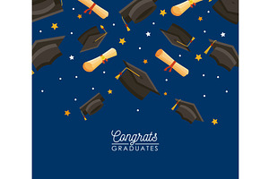 congrats graduates hats pattern, an Education Illustration by studiogstock