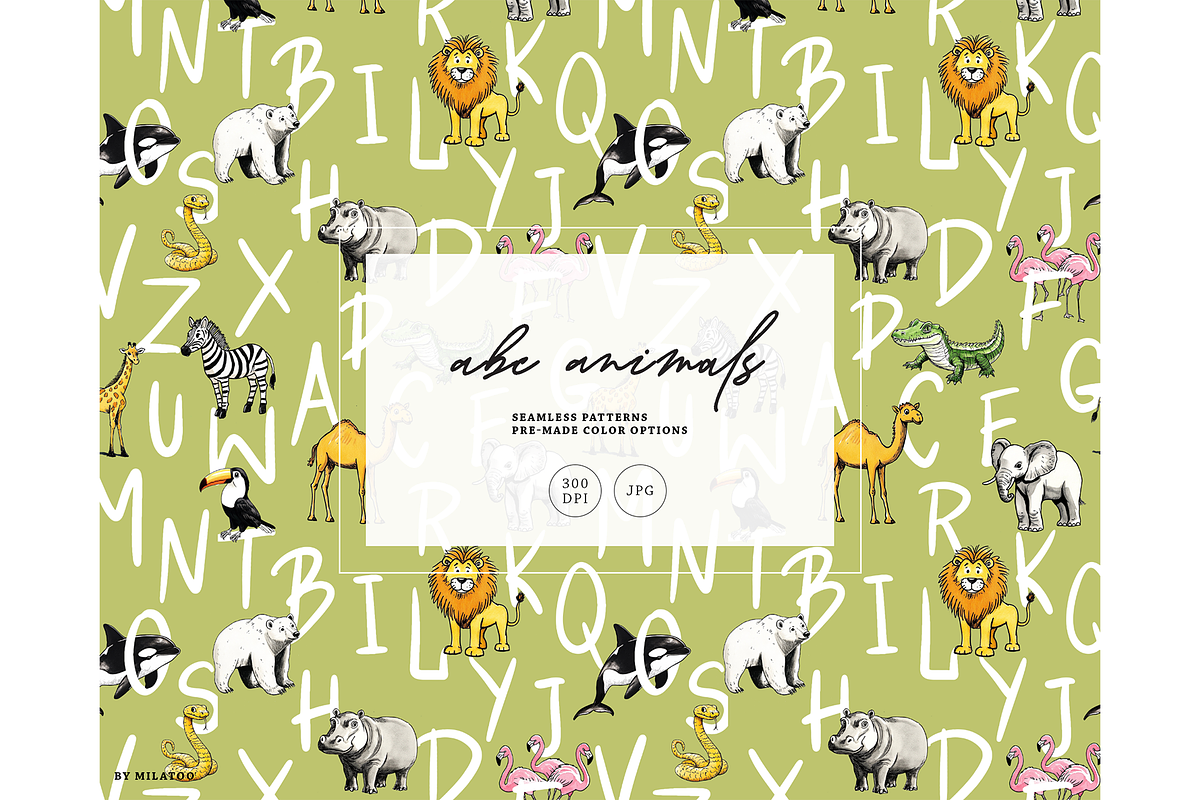 Zoo ABC letters seamless pattern