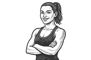 Smiling female fitness trainer, a Person Illustration by AlexArt