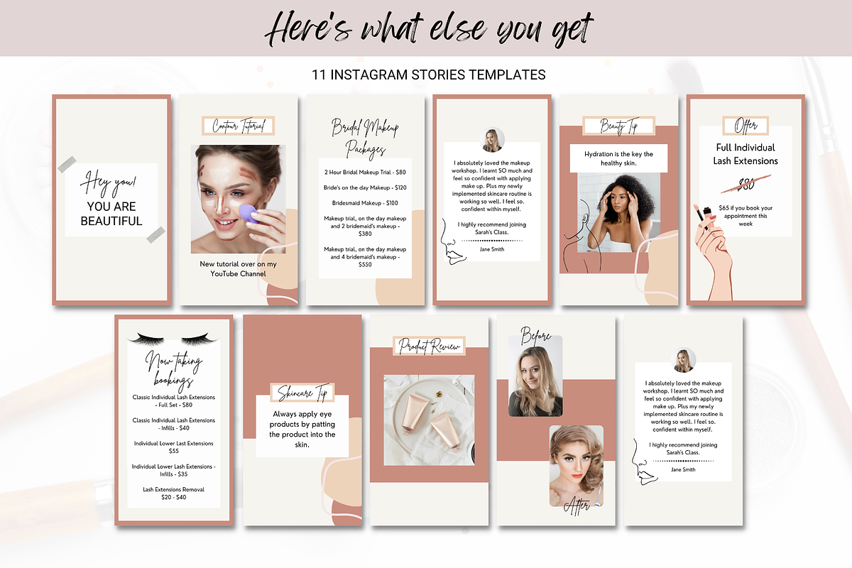 22 Beauty Boss Instagram Templates, a Social Media Template by Create & Bloom (Photo 4 of 7)