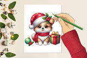 Christmas Cute Puppy Sublimation, a Seasonal Illustration by Craft Nest (Thumbnail 2 of 5)
