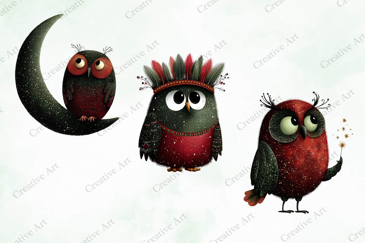 Whimsical & Quirky Owl Clipart, an Illustration by Creative Art (Photo 7 of 10)