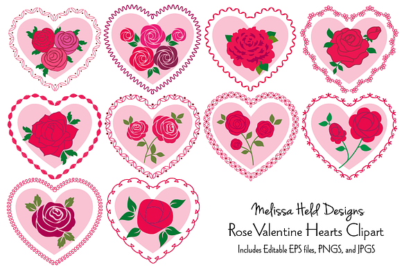 Rose Valentine Hearts Clipart