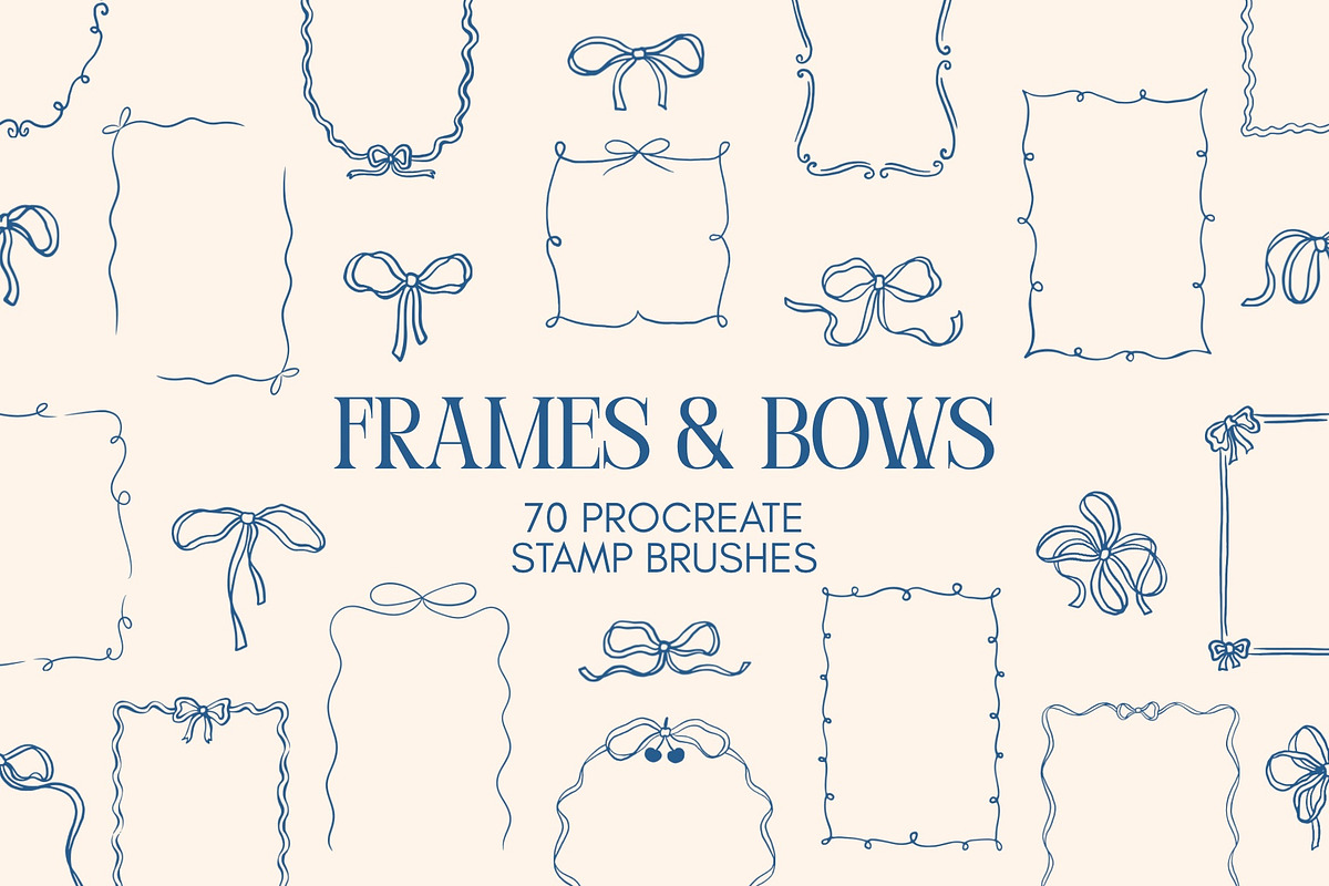 Frames & Bows Procreate Stamps, a Brushes & More by Veronika Gotovceva (Photo 1 of 7)