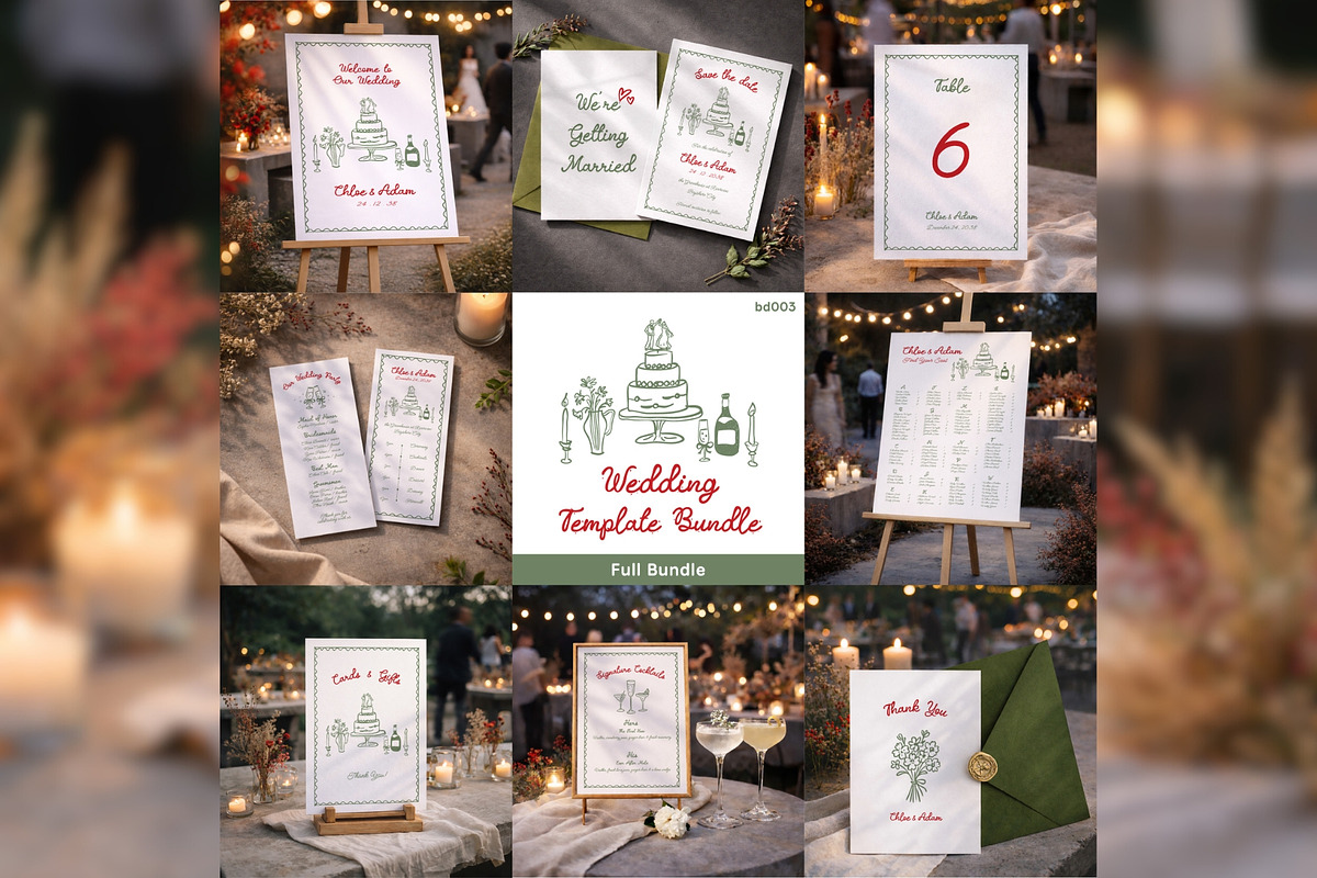 Wedding Bundle Canva Template bd003, a Stationery Template by TyphoonStudio (Photo 1 of 5)