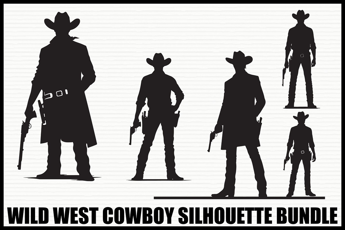 Wild West Cowboy Silhouette Set, an Illustration by Gfx_Store