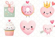 Kawaii Valentines Clipart, an Illustration by Black Bird Studio (Thumbnail 3 of 6)