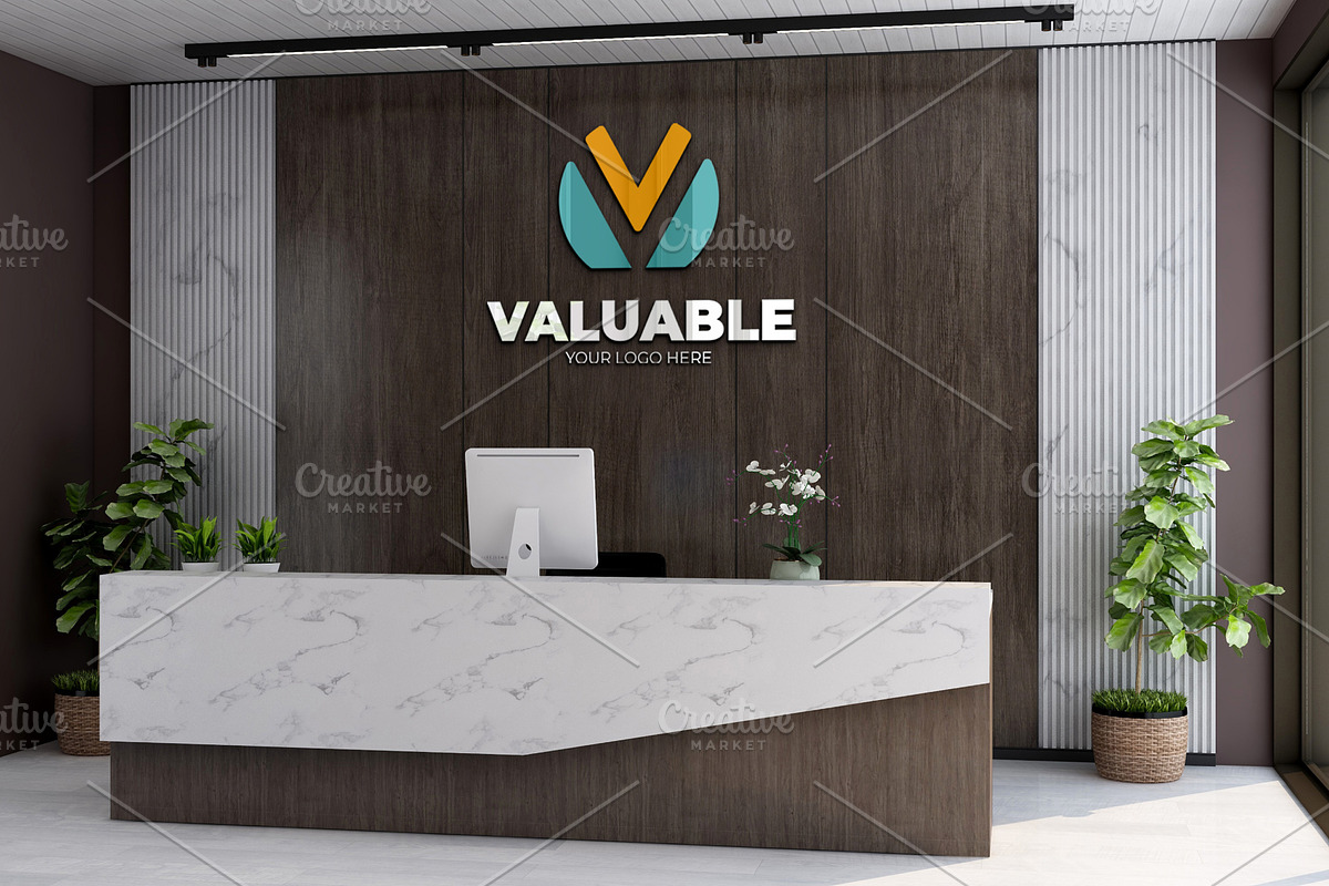 PSD Office Receptionist Wall Mockup, a Product Mockup by Ayy (Photo 3 of 14)