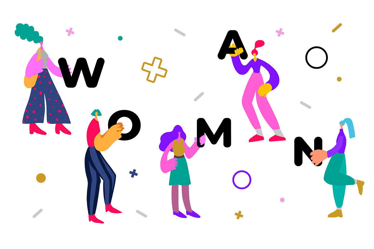 Female characters (drawn flat style), an Object Graphic by PixelAesthetic (Photo 4 of 6)
