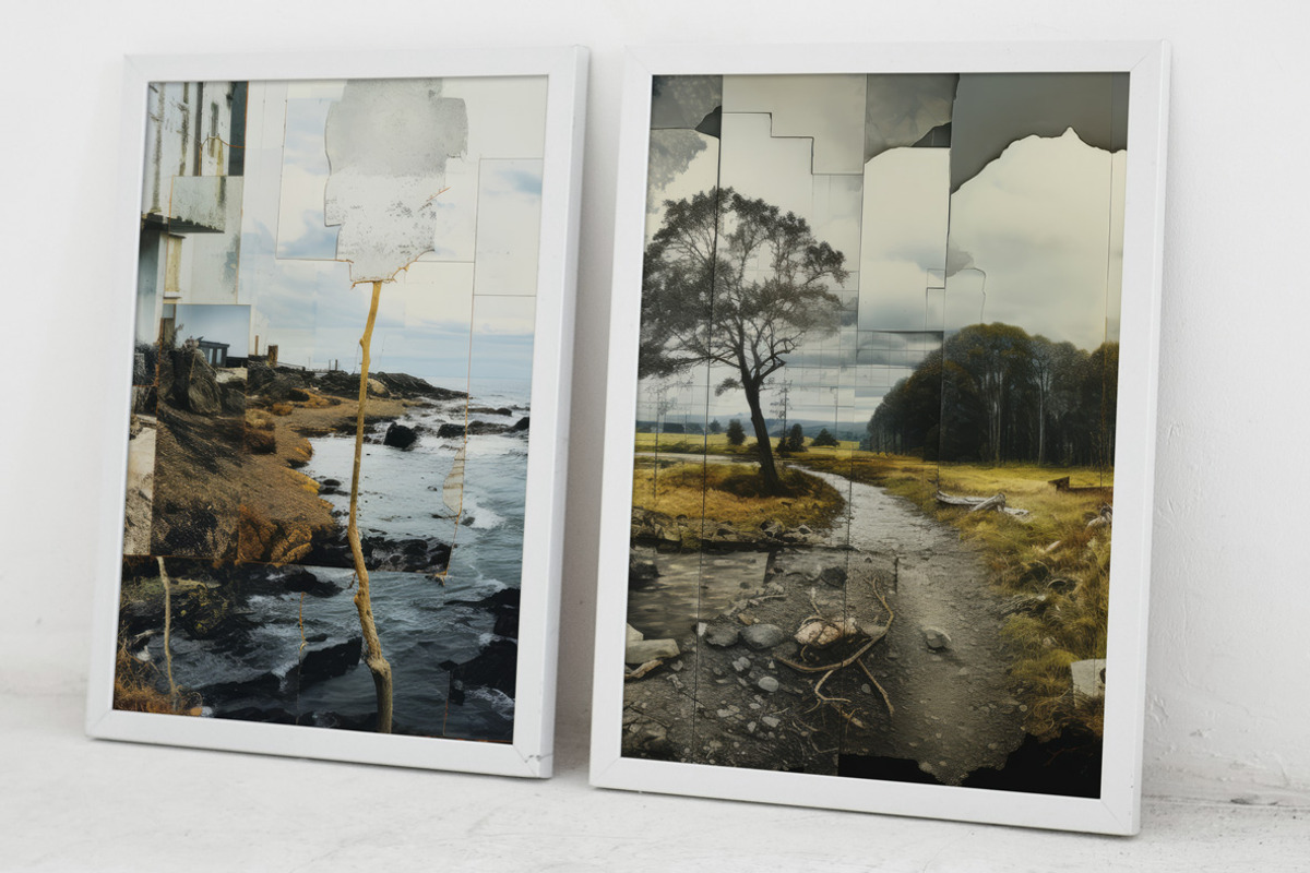 Landscape collages. 36 images, a Decorative Illustration by Handmadefont (Photo 5 of 10)