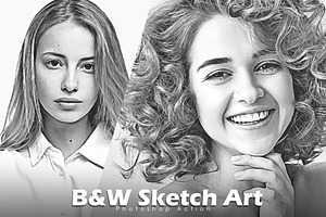 B&W Sketch Art Action, an Action Add-On by Vatdesign