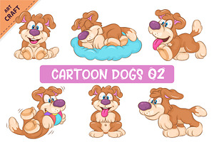 Set of Cartoon Dogs 02. Clipart.