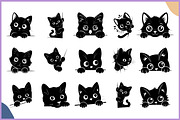 Black Cat Peeking Clipart SVG Bundle, an Animal Illustration by Gfx Expert Team (Thumbnail 3 of 18)