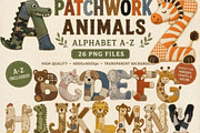 Patchwork Animals Alphabet PNG, a Seasonal Illustration by Tanya Kart (Thumbnail 1 of 6)