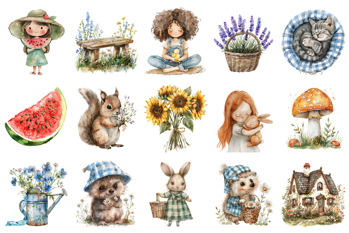 Summer Cottagecore Clipart, an Illustration by Design Market (Photo 2 of 5)