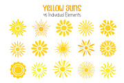 Yellow Sun Vector clipart collection, an Object Illustration by Contes_de_fée (Thumbnail 4 of 5)