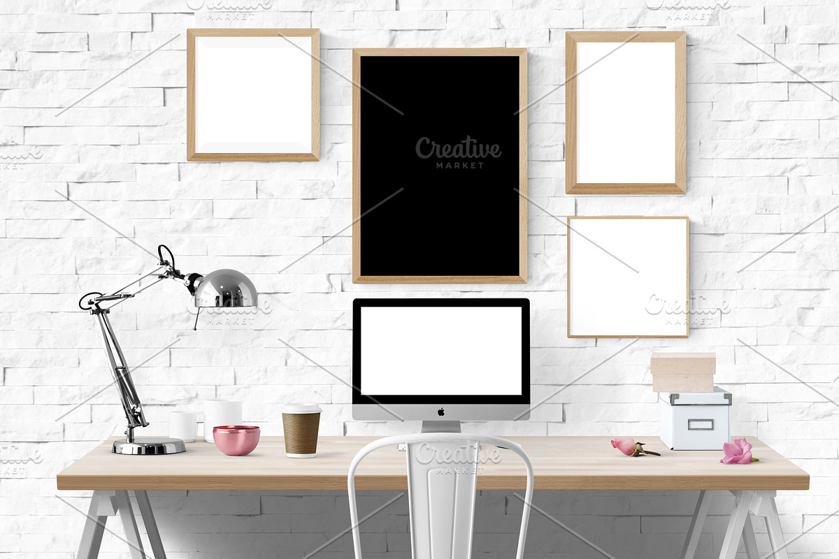 computer mockup | desk mockup bundle, a Mac Mockup by PinkJellyfish (Photo 7 of 8)