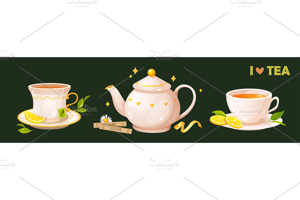 Tea lovers collection, a Food Illustration by Elen_Art