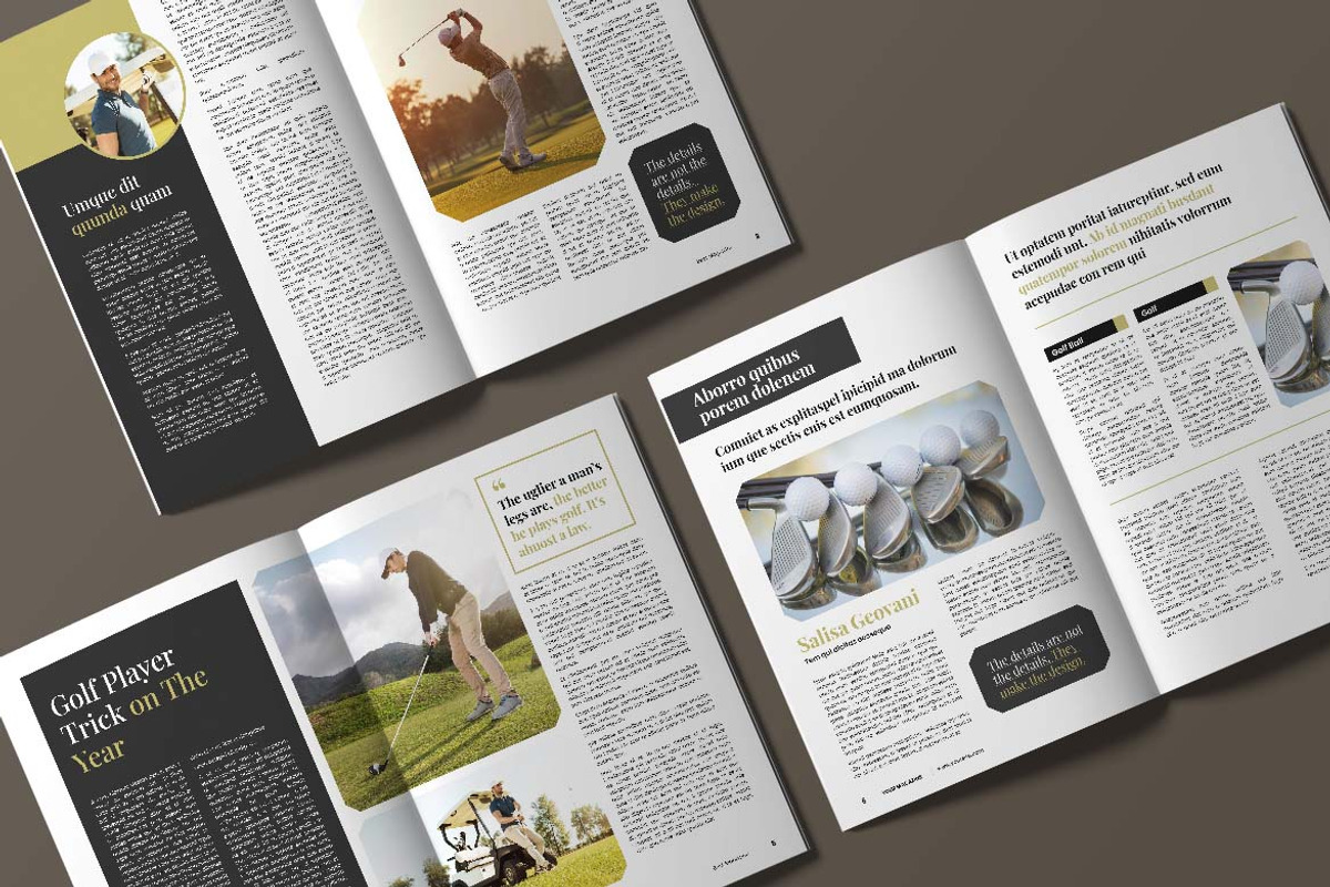 White Golf Sport Magazine Template, a Magazine Template by UICreative (Photo 5 of 5)