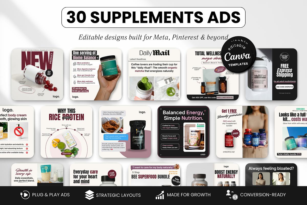 30 Supplements Ad Templates Meta