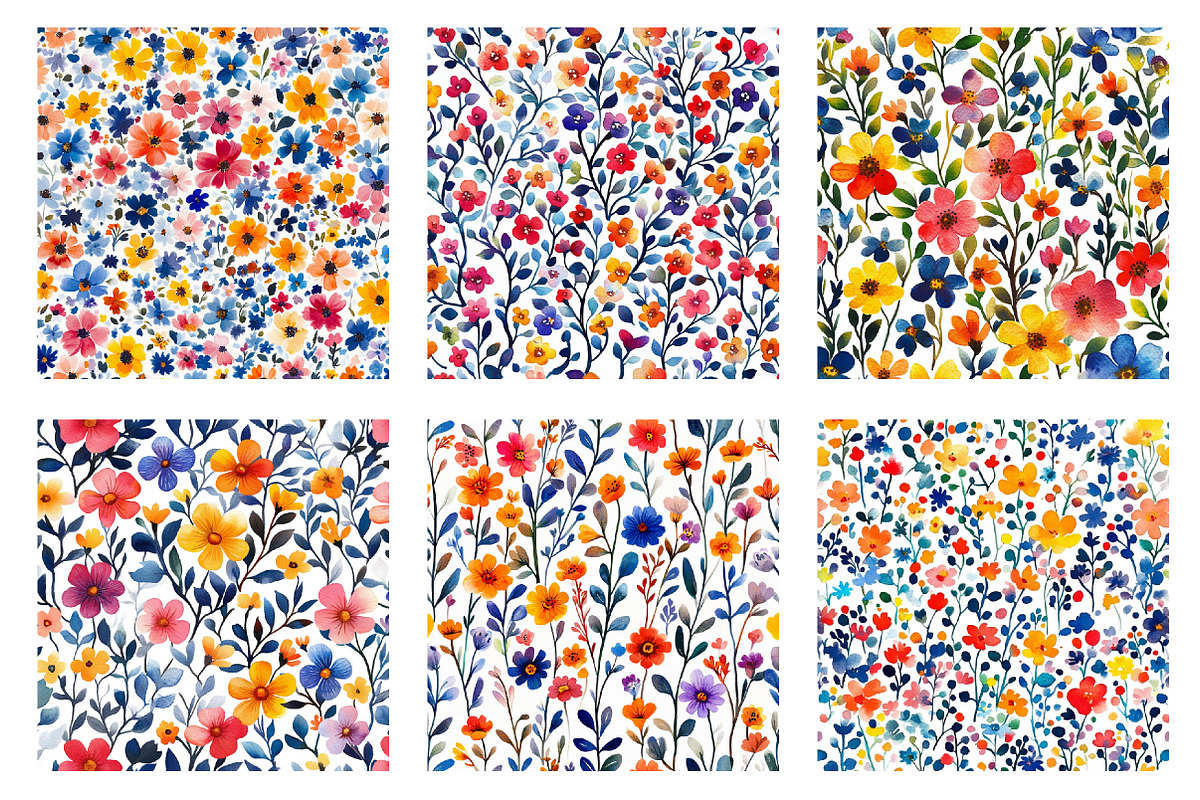 Spring Ditsy Floral Patterns, an Illustration by SinaCreation (Photo 3 of 5)