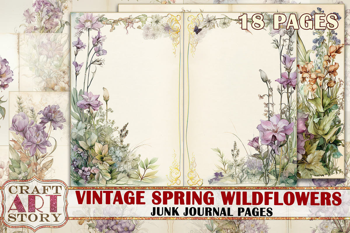 Spring Wildflowers junk journal Page, a Decorative Illustration by CraftArtStory (Photo 1 of 5)