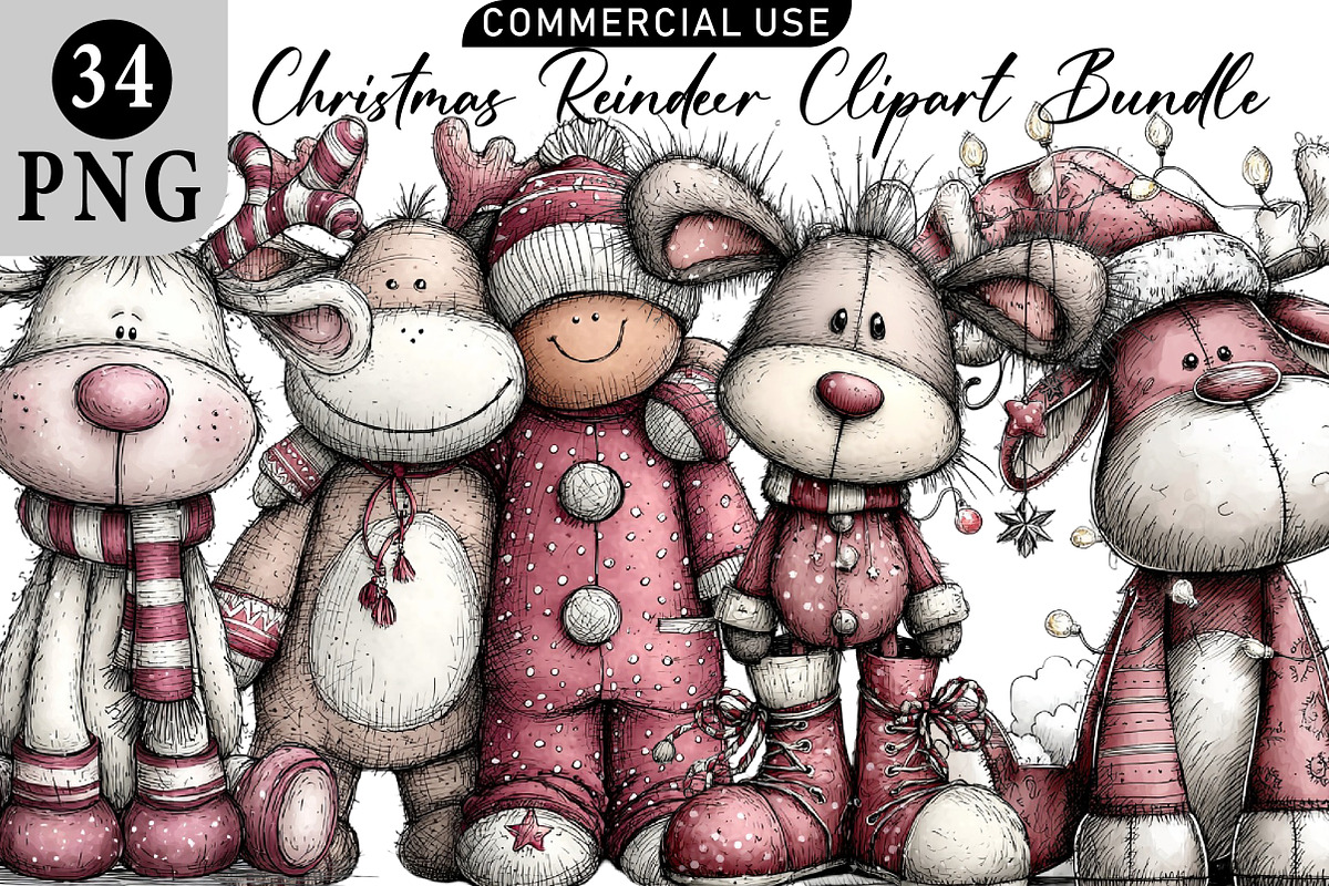 Christmas Reindeer Clipart, an Illustration by Daily.Designs (Photo 1 of 5)