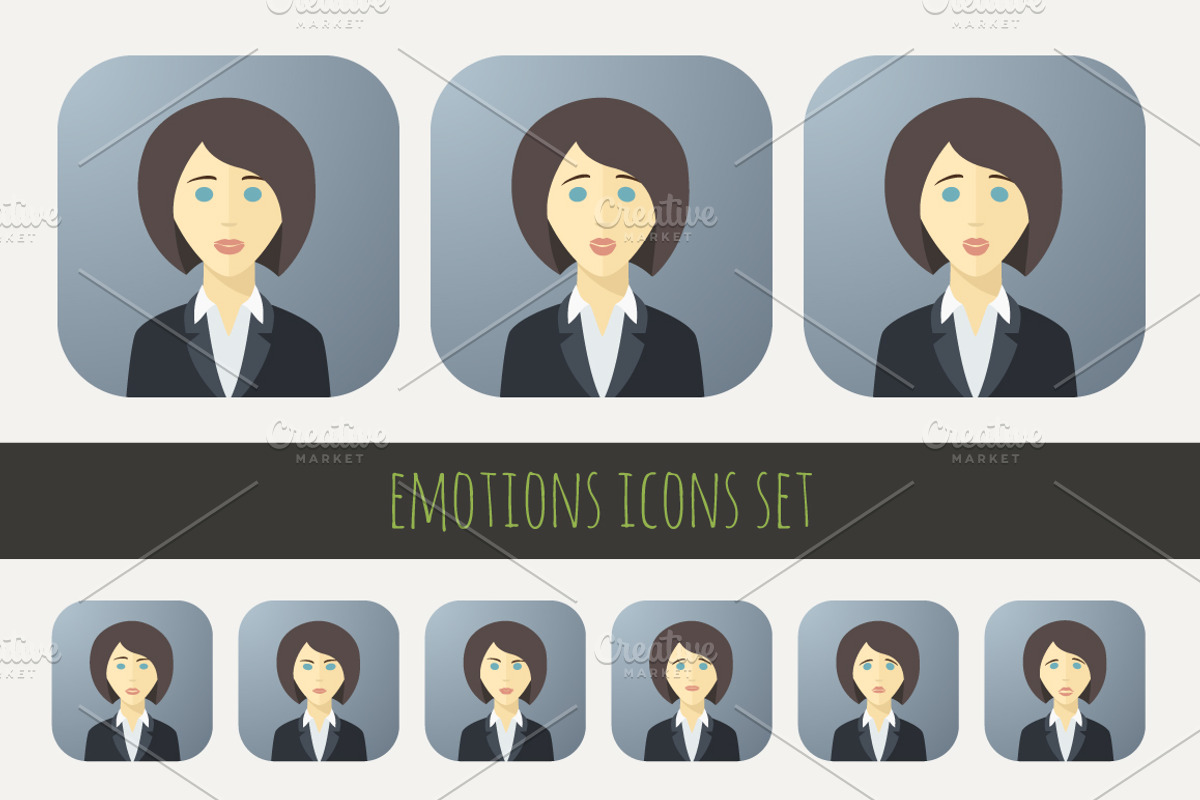 Emotions Icons Set, an Icon by Alex Serada (Photo 5 of 5)