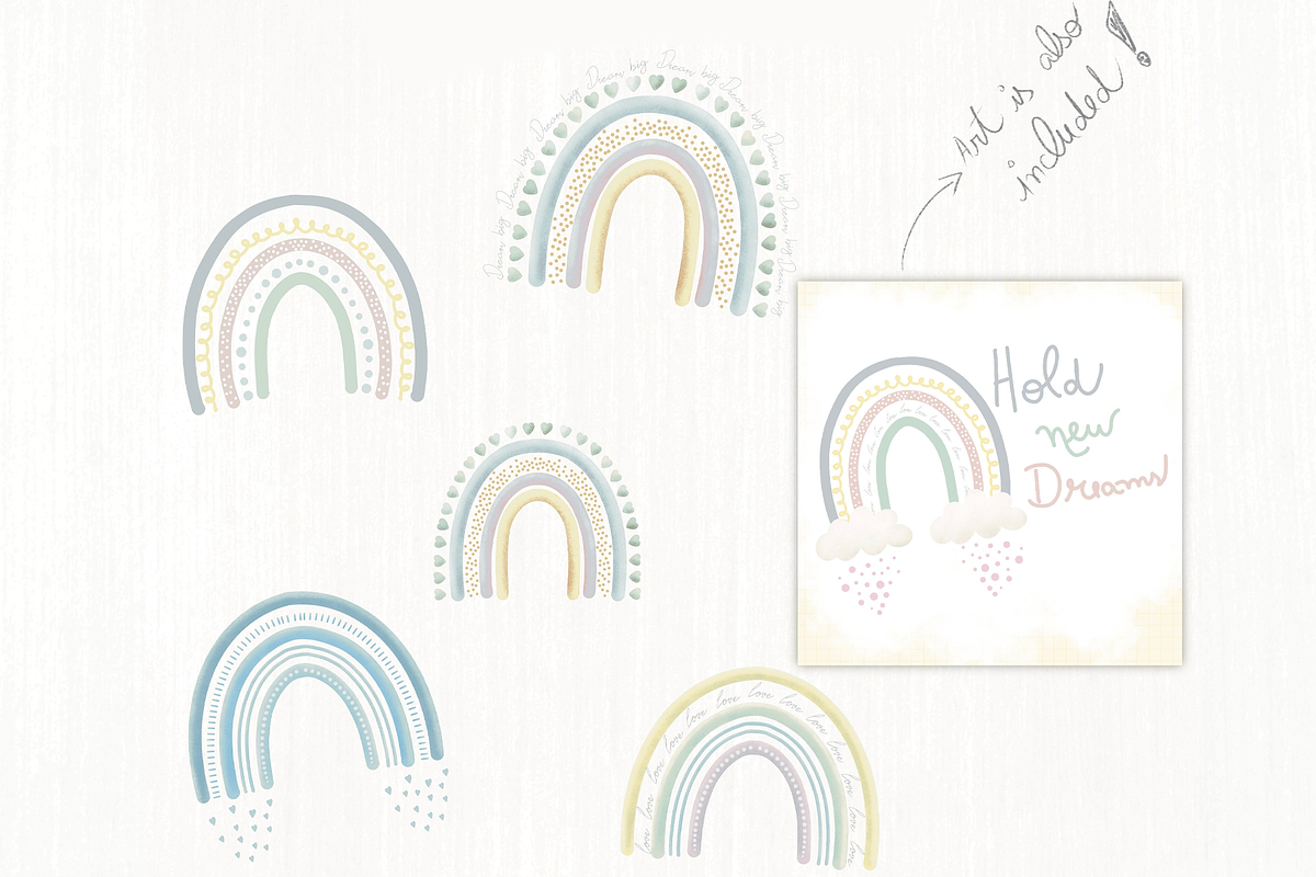 Cute rainbow watercolor clipart, an Illustration by Lolytop Studio (Photo 2 of 5)