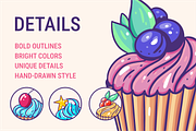 Cupcake Doodles & Dessert Clipart, a Food Illustration by Oktyabr (Thumbnail 3 of 5)