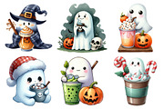 Cute Ghost Drinking Drink Clipart, an Illustration by Daily.Designs (Thumbnail 3 of 5)