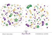 Watercolor Mardi Gras Clipart Bundle, an Illustration by MockupWizard (Thumbnail 3 of 4)