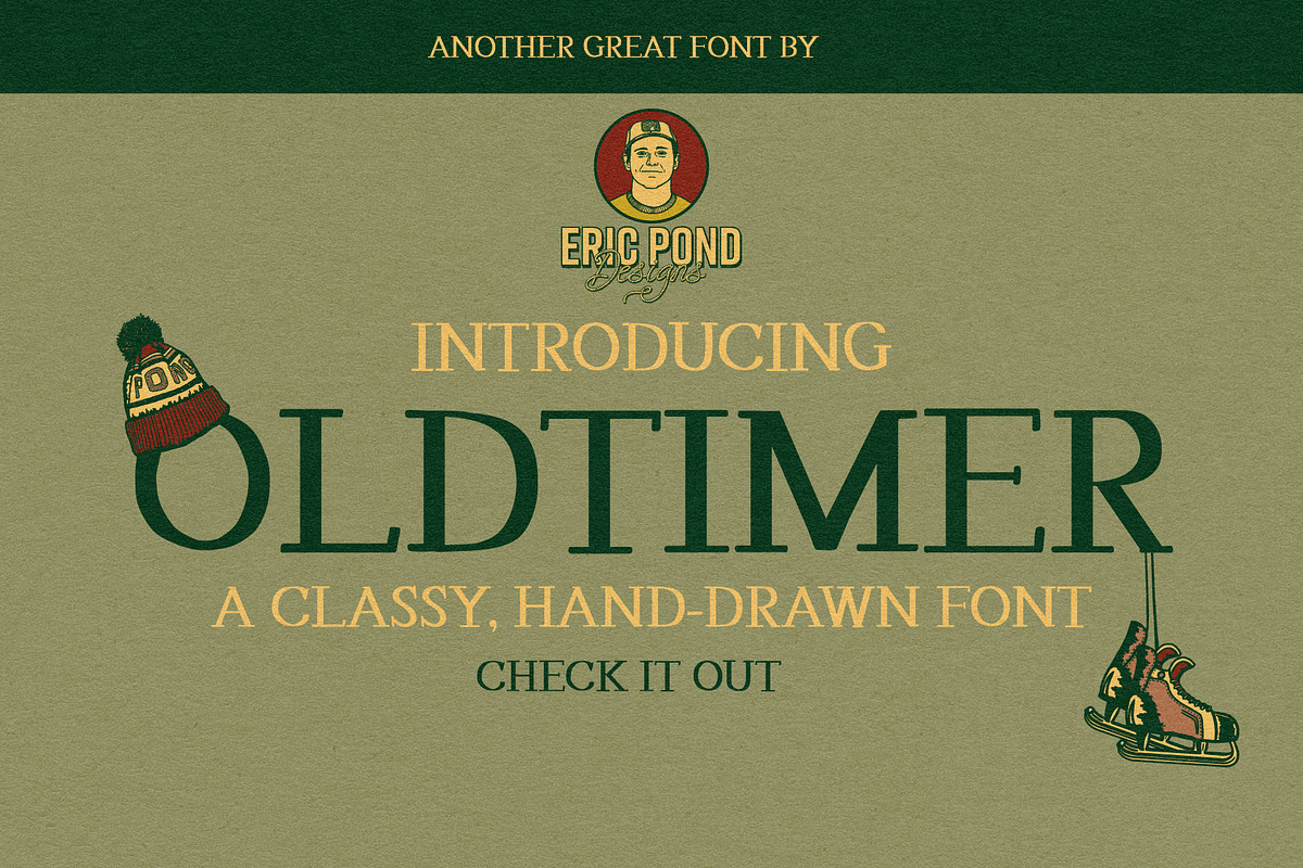 Oldtimer - A Classy, Hand-drawn Font, a Serif Font by Eric Pond Designs (Photo 1 of 3)
