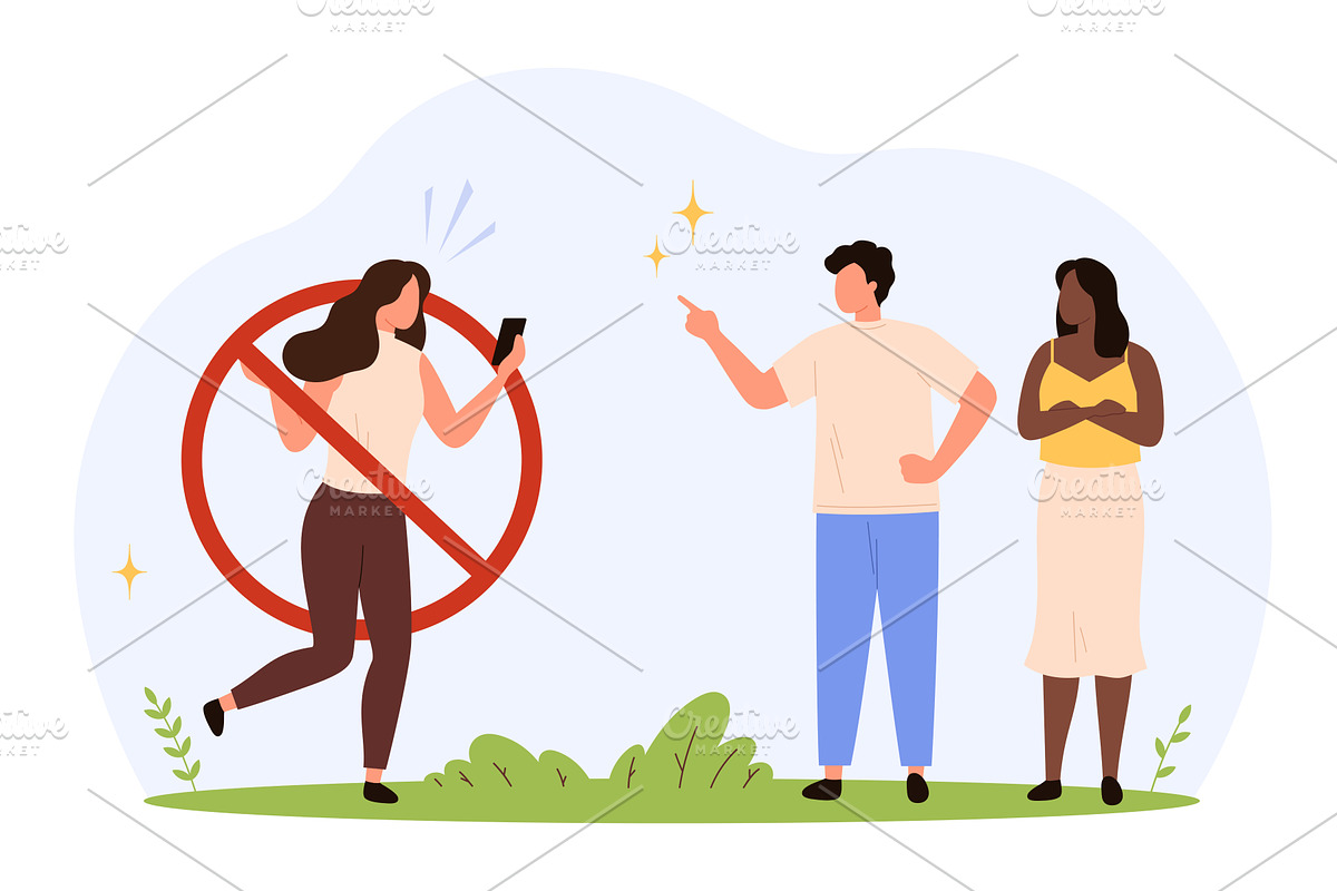 Blocked user concept with diverse, a Technology Illustration by Flashvector