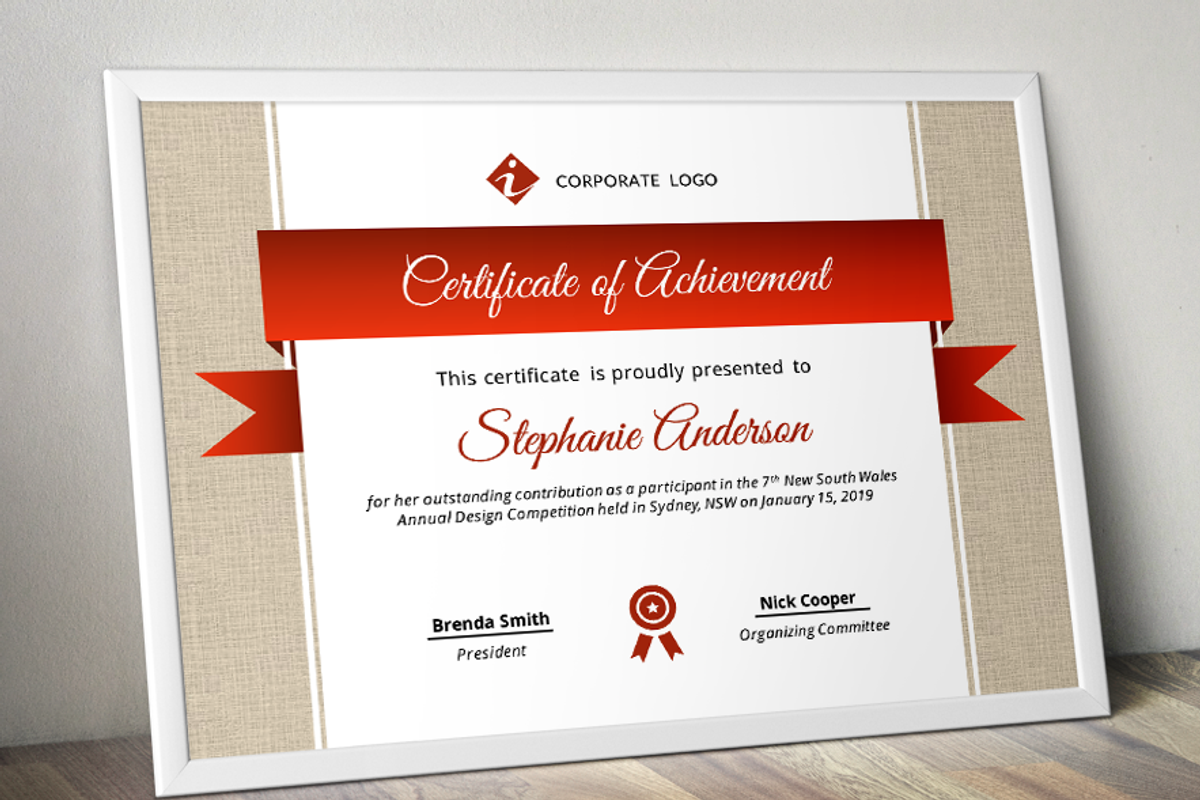Burlap certificate template (pptx), a Stationery Template by Inkpower (Photo 1 of 6)
