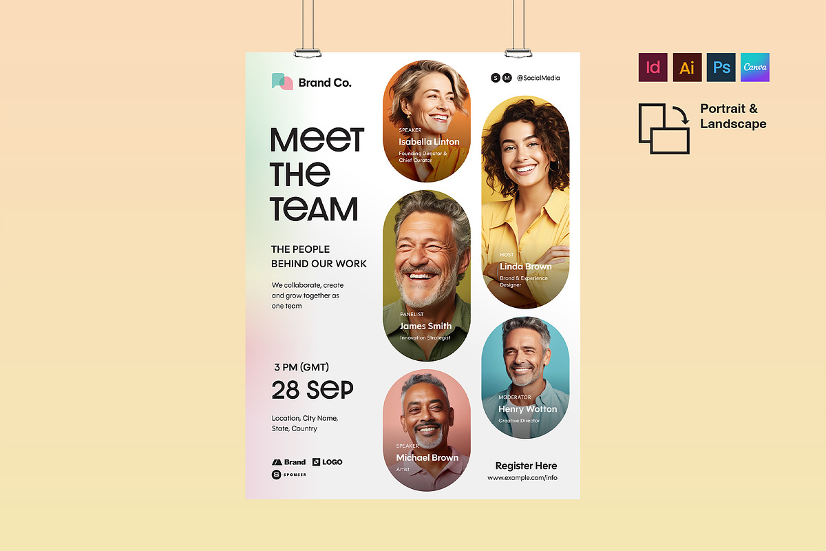 Meet The Team Flyer Poster Template, a Poster Template by BrandPacks (Photo 1 of 5)