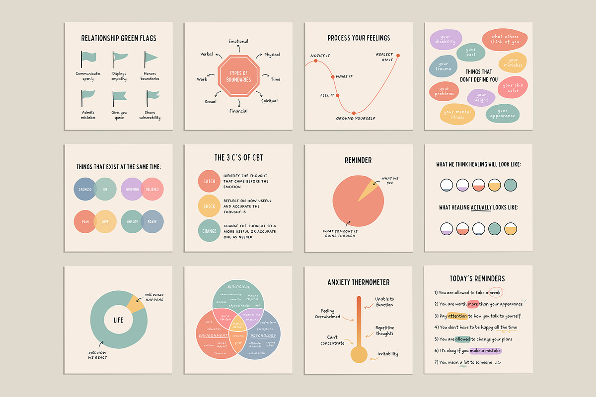 Mental Health Instagram Kit - Canva, a Social Media Template by Willoe Studio (Photo 10 of 12)