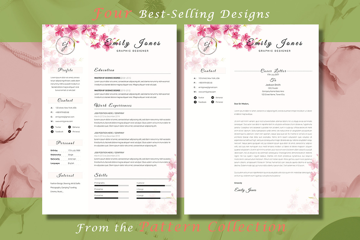 Resume CV Bundle Flower Collection, a Resume Template by Showy68 Template (Photo 6 of 7)