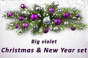 Big violet Christmas & New Year set, a Decorative Illustration by Vjom (Thumbnail 1 of 20)