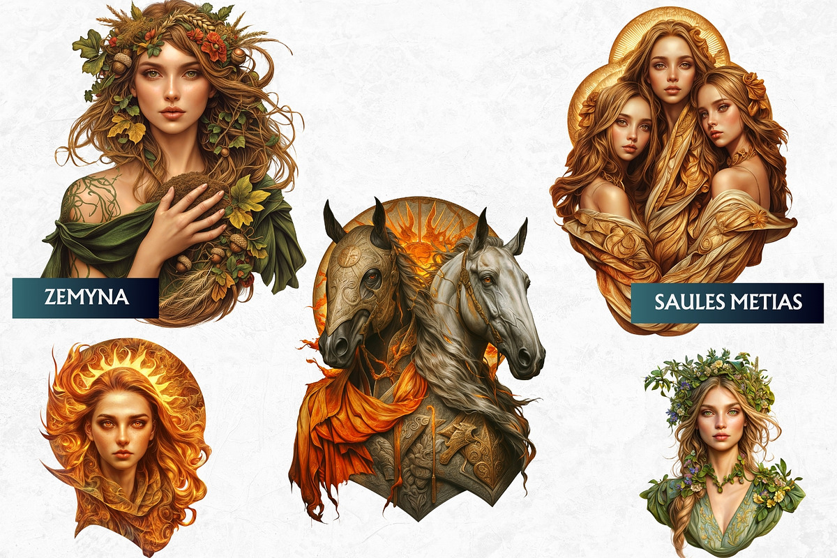 Baltic gods Pantheon clipart Set, a Person Illustration by ThatsDesignArt (Photo 7 of 10)