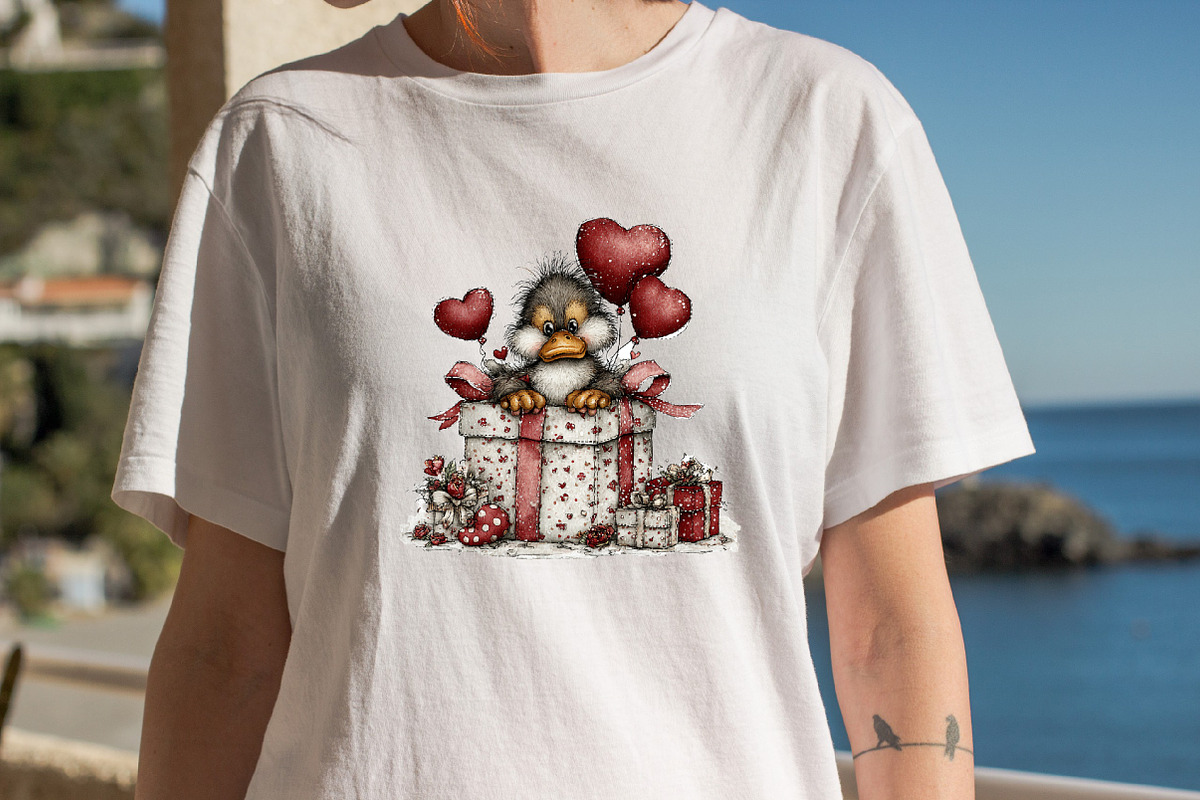 Whimsical Valentine Duck Clipart Bun, an Illustration by SVGArt (Photo 6 of 8)