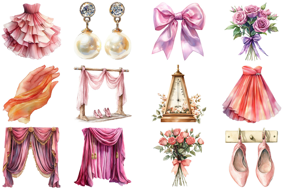 Watercolor Ballet Whisper Clipart, an Illustration by Craft Nest (Photo 2 of 4)