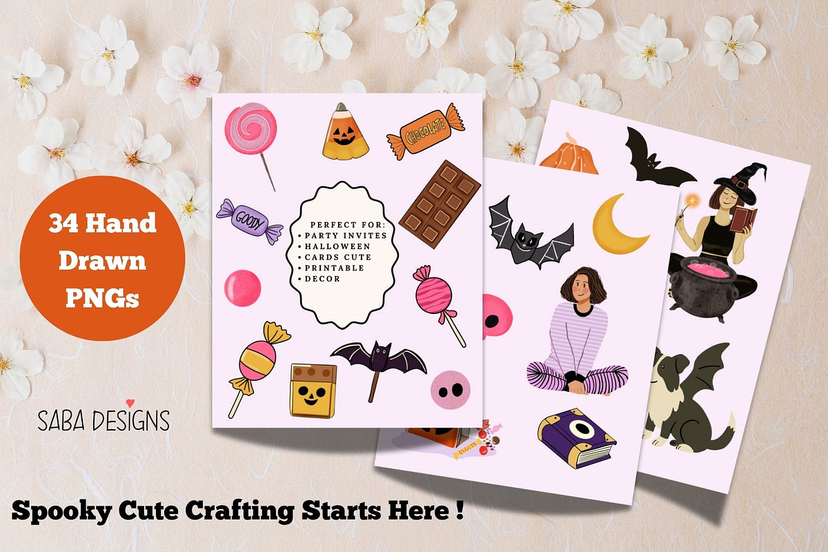 Cute Teen Witch Clipart Set- 34 PNGs, a Seasonal Illustration by Sabadesignz (Photo 4 of 6)