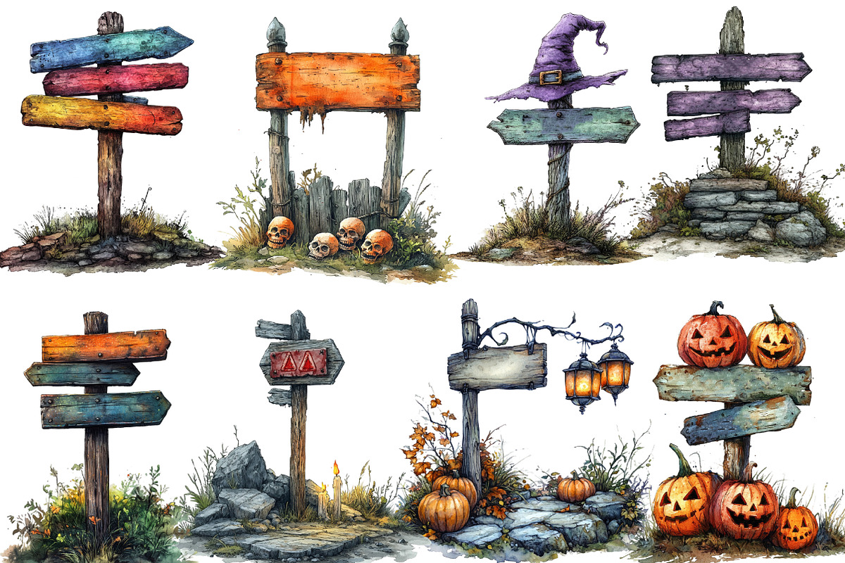 Haunted Signpost Clipart, an Illustration by Designworld (Photo 3 of 6)