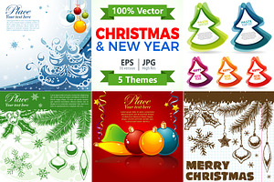Christmas and New Year Backgrounds, a Decorative Illustration by TAlex