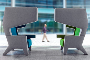 Two modern armchairs in waiting hall, an Architecture Photo by BOOCYS