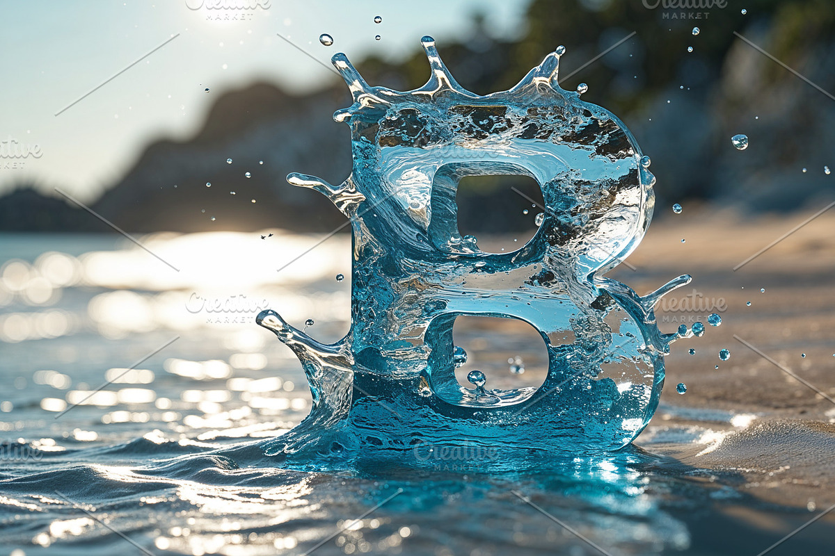 Letter B over wet ocean sand, an Illustration by wavebreak