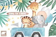 Watercolor Jungle Drive By, an Animal Illustration by Roodi and Bear (Thumbnail 1 of 4)