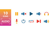 Audio Flat Icon Set, an Object Graphic by Aimagenarium@gmail.com (Thumbnail 2 of 3)